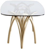 Madelyn Glass Dining Table with Brushed Brass Finish and Sturdy Iron Frame for Modern Elegance