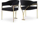 Madelyn Contemporary Velvet Dining Chairs - Luxurious Comfort with Brushed Brass Finish - Set of 2