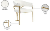 Madelyn Contemporary Dining Chair Set of 2 - Stylish Faux Leather with Brushed Brass Accents