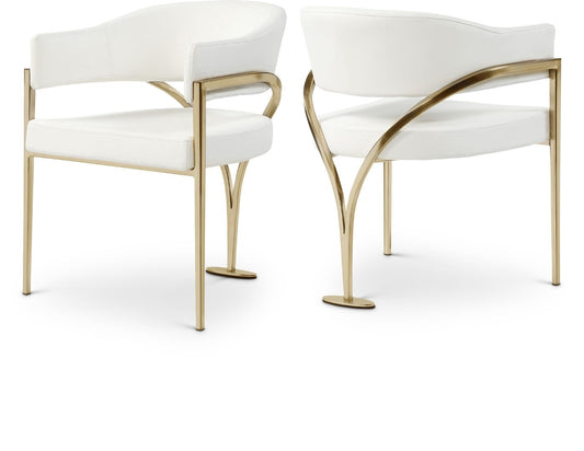 Madelyn Contemporary Dining Chair Set of 2 - Stylish Faux Leather with Brushed Brass Accents