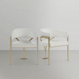 Madelyn Contemporary Dining Chair Set of 2 - Stylish Faux Leather with Brushed Brass Accents
