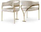 Madelyn Contemporary Velvet Dining Chairs - Luxurious Comfort with Brushed Brass Finish - Set of 2