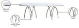 Madelyn Glass Dining Table with Brushed Brass Finish and Sturdy Iron Frame for Modern Elegance