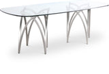 Madelyn Glass Dining Table with Brushed Brass Finish and Sturdy Iron Frame for Modern Elegance
