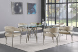 Madelyn Glass Dining Table with Brushed Brass Finish and Sturdy Iron Frame for Modern Elegance