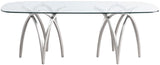 Madelyn Glass Dining Table with Brushed Brass Finish and Sturdy Iron Frame for Modern Elegance
