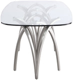 Madelyn Glass Dining Table with Brushed Brass Finish and Sturdy Iron Frame for Modern Elegance