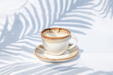 Porcelain Tea Cups & Saucers, 210ml, Set of 6