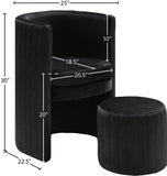 Selena Velvet Contemporary Accent Chair and Ottoman Set - Chic Barrel Design with Tufted Elegance