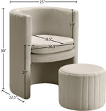 Selena Velvet Contemporary Accent Chair and Ottoman Set - Chic Barrel Design with Tufted Elegance