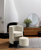 Selena Velvet Contemporary Accent Chair and Ottoman Set - Chic Barrel Design with Tufted Elegance