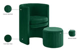 Selena Velvet Contemporary Accent Chair and Ottoman Set - Chic Barrel Design with Tufted Elegance