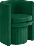 Selena Velvet Contemporary Accent Chair and Ottoman Set - Chic Barrel Design with Tufted Elegance