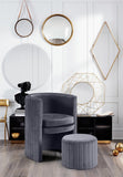 Selena Velvet Contemporary Accent Chair and Ottoman Set - Chic Barrel Design with Tufted Elegance