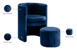 Selena Velvet Contemporary Accent Chair and Ottoman Set - Chic Barrel Design with Tufted Elegance