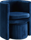 Selena Velvet Contemporary Accent Chair and Ottoman Set - Chic Barrel Design with Tufted Elegance
