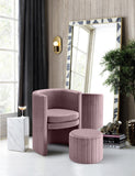 Selena Velvet Contemporary Accent Chair and Ottoman Set - Chic Barrel Design with Tufted Elegance