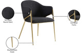 Nial Contemporary Dining Chair Set - Modern Boucle Fabric, Gold Brushed Brass Finish, Iron Frame