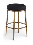 Ferro - Performance Fabric Upholstered Backless Bar Stool - Antique Brass