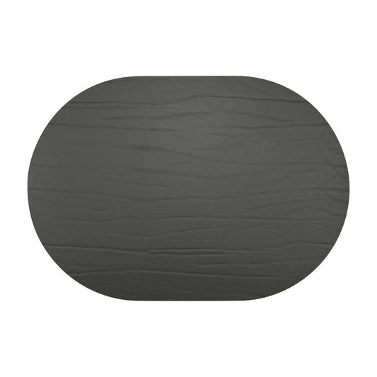 Strata Leather Black Placemat - Oval 13.3x16.5"- Set of 4