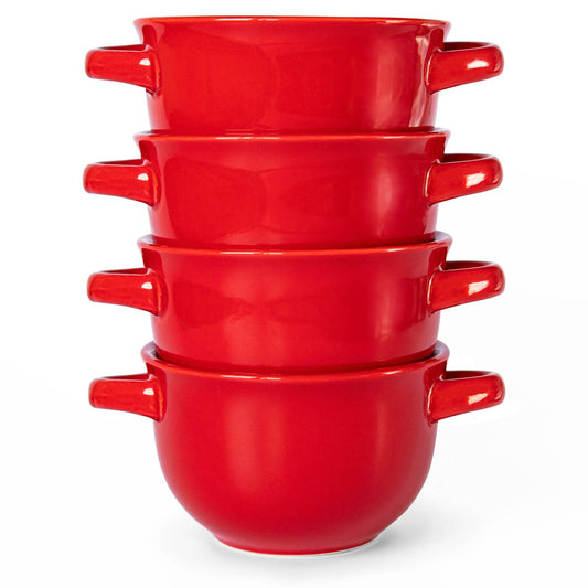 Kook Ceramic French Soup Crocks with Lids, Set of 4