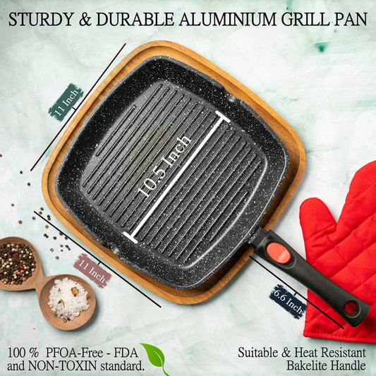 Moss & Stone 11in Nonstick Square Grill Pan