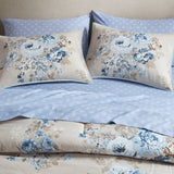 Vintage-Floral Inspired Comforter Set, Beige/Blue
