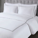 Cotton Sateen Luxury Comforter/Duvet Cover Set, White/Gray