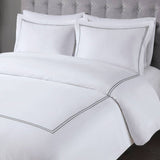 Cotton Sateen Luxury Comforter/Duvet Cover Set, White/Gray