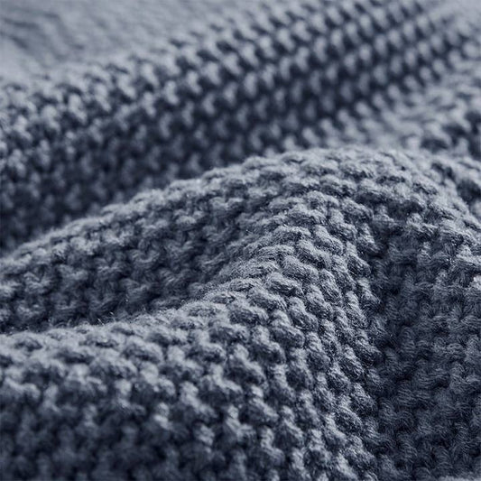 Acrylic Knit Bedding Blanket, Indigo Blue
