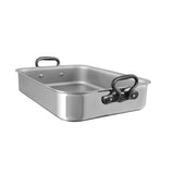Mauviel Stainless Steel Roasting Pan With Rack And Cast Iron Handles, 15.7-In