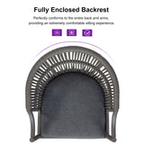 PURPLE LEAF Patio Bar Stools Set of 2 Outdoor Wicker Modern High Bar Chairs Metal Cushioned Barstools with Backs and Ergonomic Armrest
