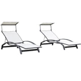 PURPLE LEAF Patio Lounge Chair with Canopy Shade Outdoor Chaise Lounge Chair Set of 2 for Lawn Poolside Backyard Sunbathing Tanning Chairs with Arm