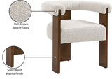 Barrel Cream Boucle Fabric Dining Chair - Elegant Mid-Century Design with Solid Wood Frame & Luxe Finish