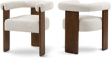 Barrel Cream Boucle Fabric Dining Chair - Elegant Mid-Century Design with Solid Wood Frame & Luxe Finish
