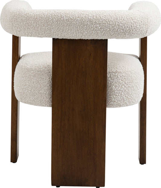 Barrel Cream Boucle Fabric Dining Chair - Elegant Mid-Century Design with Solid Wood Frame & Luxe Finish