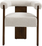 Barrel Cream Boucle Fabric Dining Chair - Elegant Mid-Century Design with Solid Wood Frame & Luxe Finish