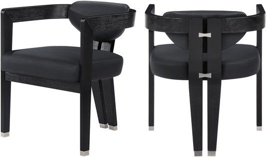 Carlyle Contemporary Dining Chair - Elegant Faux Leather Upholstery with Solid Wood Frame Design