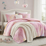 Watercolor Tie Dye Comforter Set with Throw Pillow, Pink