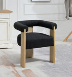 Barrel Mid-Century Dining Chair - Elegant Solid Wood Frame with Luxe Boucle for Modern Spaces