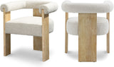 Barrel Mid-Century Dining Chair - Elegant Solid Wood Frame with Luxe Boucle for Modern Spaces