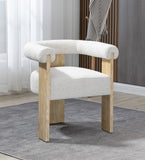 Barrel Mid-Century Dining Chair - Elegant Solid Wood Frame with Luxe Boucle for Modern Spaces