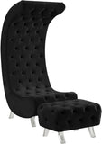 Crescent Contemporary Ottoman - Chic Velvet Seating with Deep Button Tufting and Acrylic Legs
