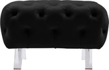 Crescent Contemporary Ottoman - Chic Velvet Seating with Deep Button Tufting and Acrylic Legs