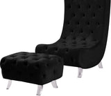Crescent Contemporary Ottoman - Chic Velvet Seating with Deep Button Tufting and Acrylic Legs