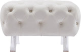 Crescent Contemporary Ottoman - Chic Velvet Seating with Deep Button Tufting and Acrylic Legs