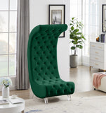 Crescent Modern Accent Chair with Soft Velvet Upholstery and Chic Acrylic Legs for Stylish Spaces