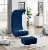 Crescent Contemporary Ottoman - Chic Velvet Seating with Deep Button Tufting and Acrylic Legs