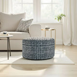 Milos Navy Indoor Outdoor Short Pouf