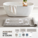 High Pile Bordered Bathroom Rug, Grey
